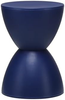 Euro Style Sallie Indoor/Outdoor Stool or End Table | Modern Hourglass Accent Style | UV- Protected Plastic Extra Seating or End Table for Patio, Balcony, Poolside, Entryway, or Living Room | Blue