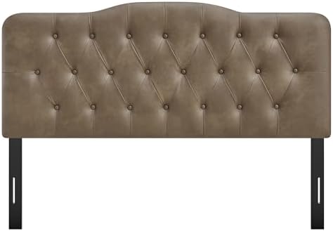Modway Annabel Faux Leather Adjustable King Headboard in Mushroom - Padded Vegan Leather Headboard with 7 Height-Adjustable Positions