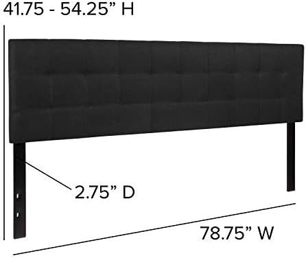 EMMA + OLIVER Black King Quilted Tufted Headboard