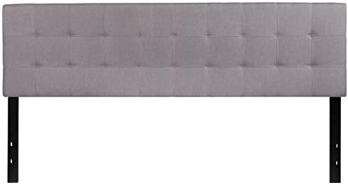 BizChair Quilted Tufted King Size Headboard in Light Gray Fabric