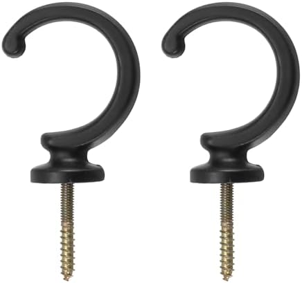 uxcell 2Pcs Curtain Holdback, Aluminum Alloy Wall Mounted Curtain Holders Drapery Tieback Hooks for Living Room Bedroom Office (Black)