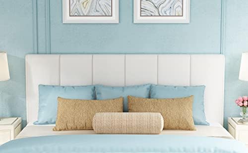 Yongchuang Queen Headboard Only, White Faux Leather Upholstered Head Board