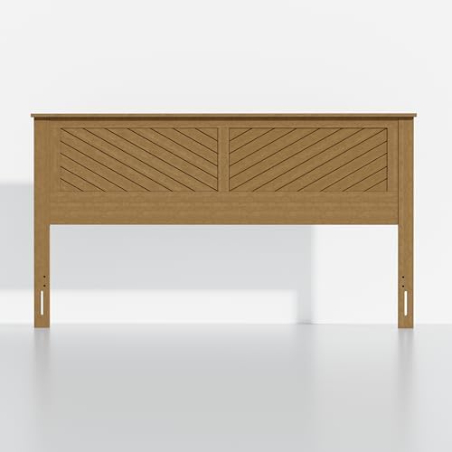ComfIQ Serene Wood Panel Headboard with Chevron Scoring, King, Pine