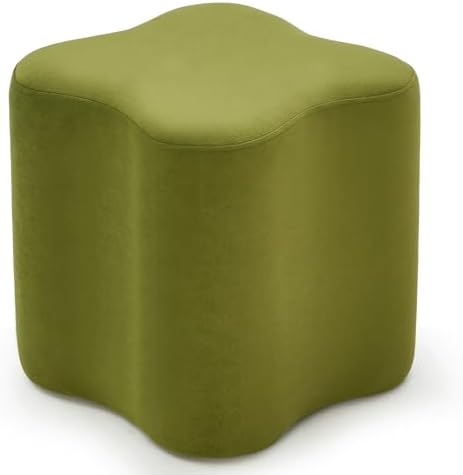 Flower-Shaped Ottoman Foot Stool, 15.7" Velvet Accent Ottoman