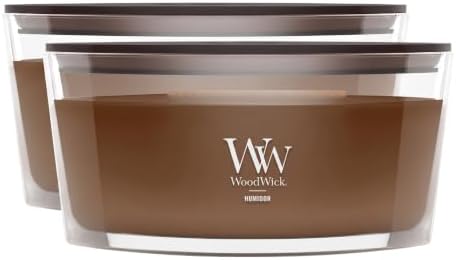 WoodWick Ellipse Scented Candle, Humidor, 16oz | Up to 50 Hours Burn Time (Pack of 2)