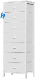 Furnulem White Tall Dresser for Bedroom, Chest of Drawer with Fabric Drawer