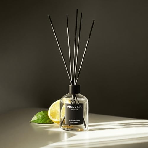VINEVIDA Reed Diffuser Wood Sage & Sea Salt | Diffuser Reed for Home & Bathroom | Long-Lasting Scent Sticks Set | Oil Stick Diffuser | Bathroom Scent