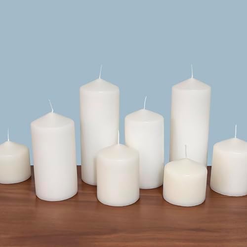Stonebriar Tall 35 Hour Long Burning Unscented White Wax Pillar Candles 3 Count, 3 x 4 inches (Pack of 4)