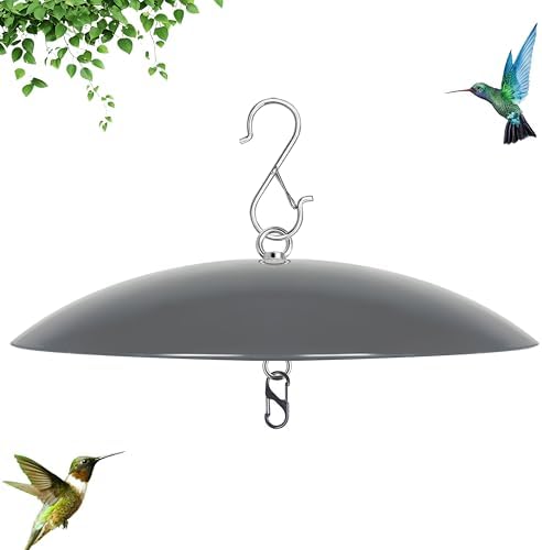 13" Bird Feeder Rain Guard, Hummingbird Feeder Shade Dome Cover, Hanging Baffle for Bird Feeder Pole,Smart Birds Feeder's Umbrella(Grey), 1 Pack