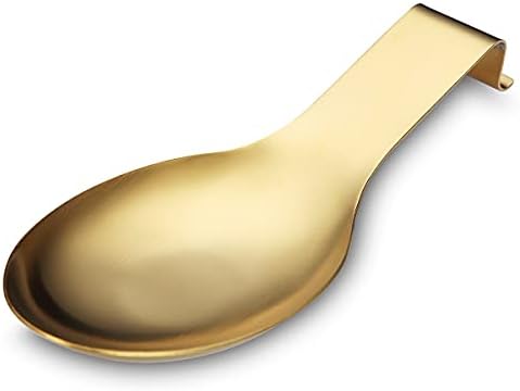 Matte Gold Spoon Rest, Stainless Steel Spoon Holder for Stove Top, kitchen utensils Holder for Ladles, Tongs, Spatula, Stove Spoon Holder, Pot Lid Holder, Dishwasher Safe (1PC-9.5 Inch)