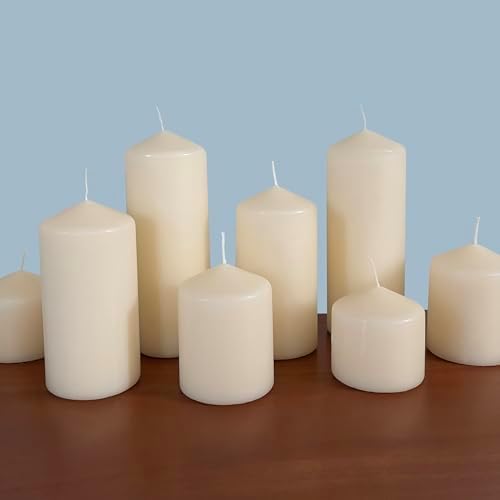 Stonebriar Unscented Pillar Candles – 35 Hour Burn Time, Long-Lasting Wax Candles for Weddings, Holidays, Home Décor & Special Events, Pack of 6, Ivory, 3" x 4"