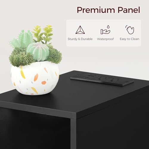 MAHANCRIS Narrow Nightstand, Narrow End Table with Charging Station