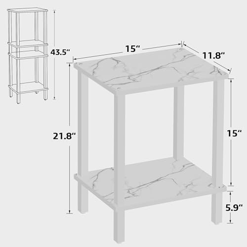 TUTOTAK End Table, Set of 2, Side Table, Nightstand, 2-Tier Storage Shelf