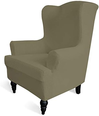 Easy-Going Stretch Wingback Chair Sofa Slipcover Khaki