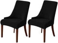 MIFXIN Wingback Side Chair Covers Dining Chair Slipcover Jacquard Stretch Sloping Armchair Protector Arm Chair Seat Cover for Dining Room Living Room Banquet Home Decor (Black, 2 Pcs)