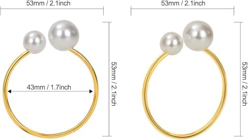 KPOSIYA Pearl Napkin Rings Set of 12 Gold Napkin Holder for Table Decor