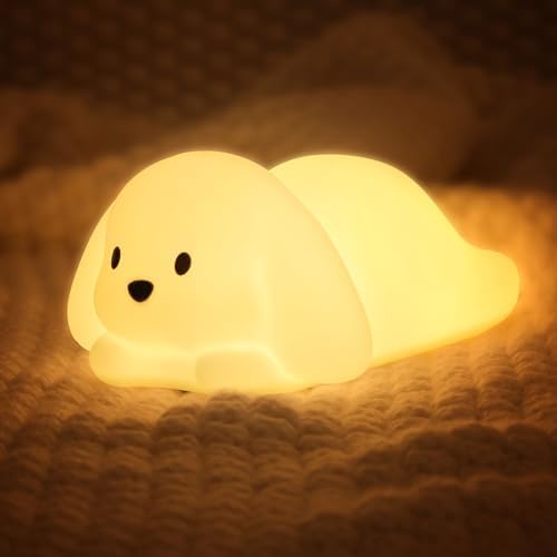 LOVERUIS Night Lights Squishy Light Dogs Colorful Night Light for Kids 1/3 Hours Timer Dimmable Puppy Gift Kid Dog Cute Decor