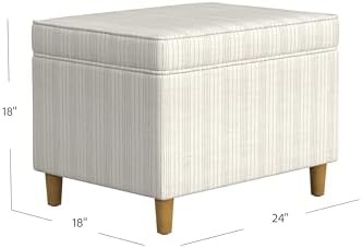 Spatial Order 24" Dinah Collection Storage Ottoman - Cream Marigold Pinstripe Fabric
