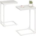 QEEIG C Shaped End Table Side Tables for Couch Set of 2, White