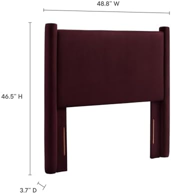 Modway Rael Twin Upholstered Headboard with Pillars in Mulberry – Velvet Headboard – Stain-Resistant Performance Velvet Headboard for Twin Beds