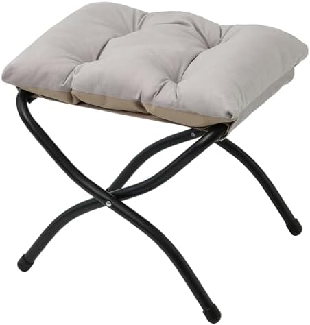 15"(H) Folding Ottoman, Foldable Footrest Stool, Portable Small Foot Stool for Couch, Collapsible Foot Rest Ottoman for Sofa, Accent Padded Ottomans for Home, Living Room, Light Grey