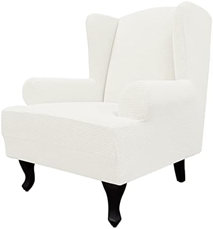Easy-Going Stretch Large Wingback Chair Sofa Slipcover Cream