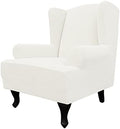 Easy-Going Stretch Large Wingback Chair Sofa Slipcover Cream