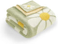 Snuggle Sac Spring Flower Throw Blanket for Couch, Fuzzy Microfiber Warm Winter Daisy Floral Blankets, Cute Throws for Girls Daughter Gifts, Flower Sage Green, 50x60 inches