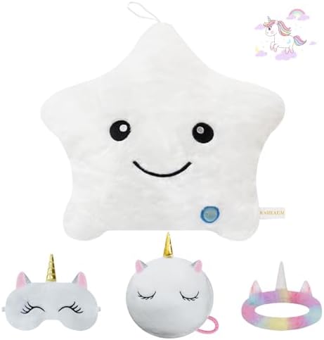 Decorative Throw Pillows for Bed Living Room Home Decor Sofa Chair Christmas New Year Birthday, Cute Soft Hugging Glow Star Pillow Plush Cushion Cover, White Throw Pillow Set