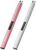 MEIRUBY 2 Pack Electric Candle Lighter, Christmas Stocking Stuffers Gifts for Women Mom Men Wife Sister, USB Arc Rechargeable Windproof Long Lighter for Candle BBQ Housewarming Birthday Gifts Idals