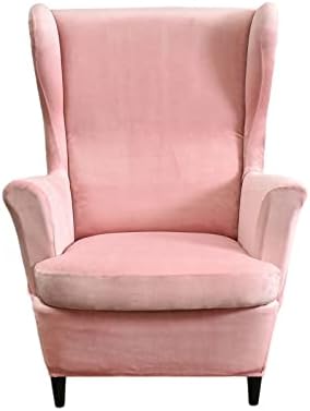 HAOYONG Velvet Wingback Armchair Covers 2-Piece Elastic Stretch Wingback Chair Sofa Slipcover Soft Wingback Chair Slipcover Washable Armchair Protector Cover for Living Room Wedding and Party