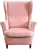HAOYONG Velvet Wingback Armchair Covers 2-Piece Elastic Stretch Wingback Chair Sofa Slipcover Soft Wingback Chair Slipcover Washable Armchair Protector Cover for Living Room Wedding and Party