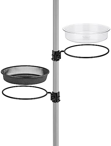iBorn Bird Feeders Station Mesh Tray and Ring for 1” Pole Stand Station Outdoor Accessory for Humming Bird Feeders for Outside,Fit for 1 Inch Pole, Pack of 1 (Mesh & Water Tray, Pack of 2)
