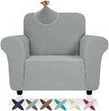 ZNSAYOTX Chair Cover with Arms (30"-47"), New Striped Sofa Chair Covers for Living Room, Dogs Pet Friendly Anti-Slip Chair Protector Spandex Armchair Slipcovers (Light Grey, Chair)
