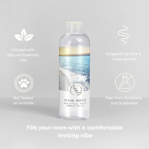 Reed Diffuser Refill/Ocean Brezze 200ml (6.76 fl.oz), Reed Diffuser Oil Home Fragrance for Bathroom, Bedroom, Office Decor
