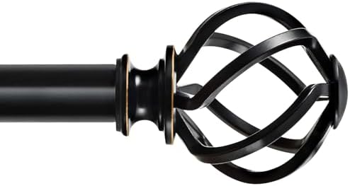 KAMANINA Black Finials for 1 or 7/8 In Curtain Rods, Twisted Cage Design