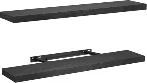 Amada 32 Inch Floating Shelves with Invisible Brackets, Set of 2, Black