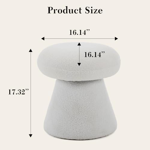 FOXHUNTER Mushroom Pouf Ottoman with 360° Rotation, White