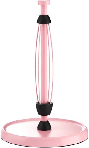 Pink Paper Towel Holder Countertop, Pink Kitchen Accessories Decor, Stainless Steel, Weighted Base, Paper Towel Roll Holder Stand with Ratchet Mechanism for Kitchen Bathroom Farmhouse Essentials
