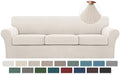 Turquoize 4 Piece Sofa Covers for 3 Cushion Couch Sofa Slipcover Soft Couch Cover for Dogs-Washable Sofa Furniture Covers with 3 Individual Large Cushion Covers, Feature Thick Fabric (XL Sofa, Ivory)