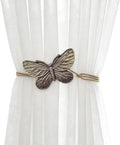 Magnetic Curtain Tiebacks, Resin Decorative Butterfly Window Treatment Farmhouse for Drapes, Midcentury Vintage Style Tie Backs for Curtains, Pack-2, Bronze (Antique Brass)