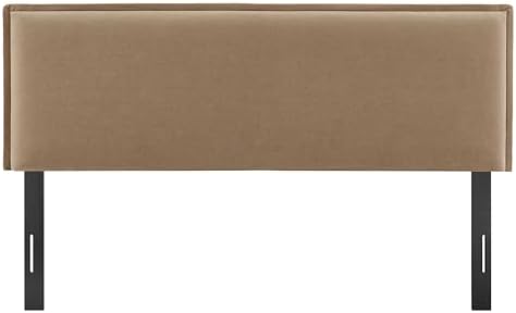 Modway Camille Queen Size Upholstered Linen Blend Headboard with Removable Slipcover – in Almond - Padded Pillow Style Headboard with Adjustable Mounting for Queen Beds