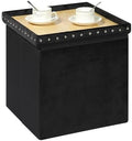 B FSOBEIIALEO Storage Ottoman Cube, 15.7" Velvet Folding Ottoman, Black