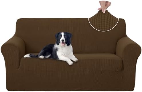 U-NICE HOME Oversized Stretch Loveseat Couch Cover, Brown