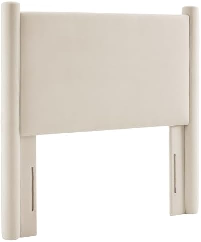 Modway Rael Twin Upholstered Headboard with Pillars in Alabaster – Velvet Headboard – Stain-Resistant Performance Velvet Headboard for Twin Beds