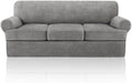 4 Piece T Cushion Sofa Slipcovers Stretch Couch Slip Cover for 3 Cushion Couch Sofa, Machine Washable for Living Room (Light Gray, 3 Cushions)