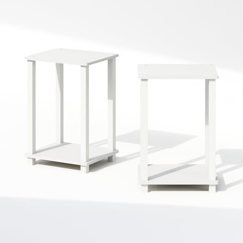 Furinno Simplistic Set of 2 Toolless 2-Tier Night Stand, White