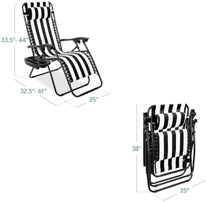 Best Choice Products Zero Gravity Chair Recliner, Black Striped