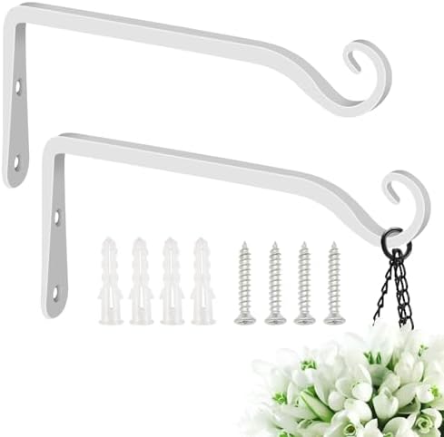 FEED GARDEN Plant Hooks 2 Pack 10 Inch, Solid 10 mm Steel Hanging Brackets