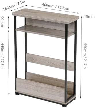 Narrow Side Table,3-Tier Slim End Table with Storage Shelf,Modern Sofa Table Thin Side Table for Narrow and Small Spaces, Skinny Bedside Table Small Nightstand with Magazine Rack Space Saving/Oak